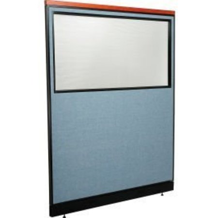 GLOBAL EQUIPMENT Interion    Deluxe Office Partition Panel w/Partial Window   Raceway 60-1/4"W x 77-1/2"H Blue 694705WNBL